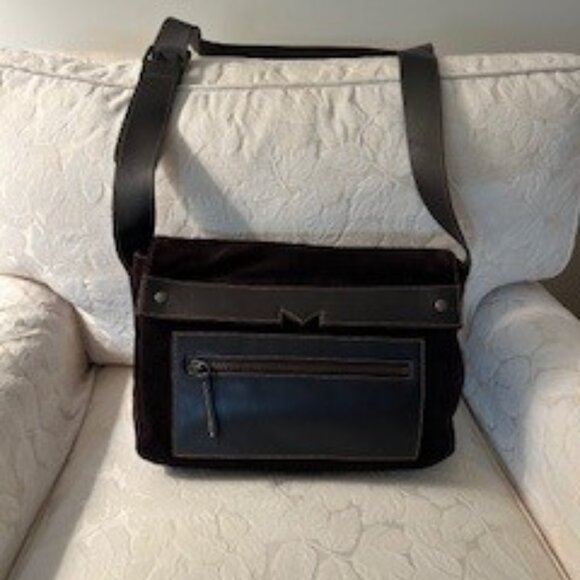 MaxMara Handbags - MaxMara Brown Suede Purse with leather shoulder strap